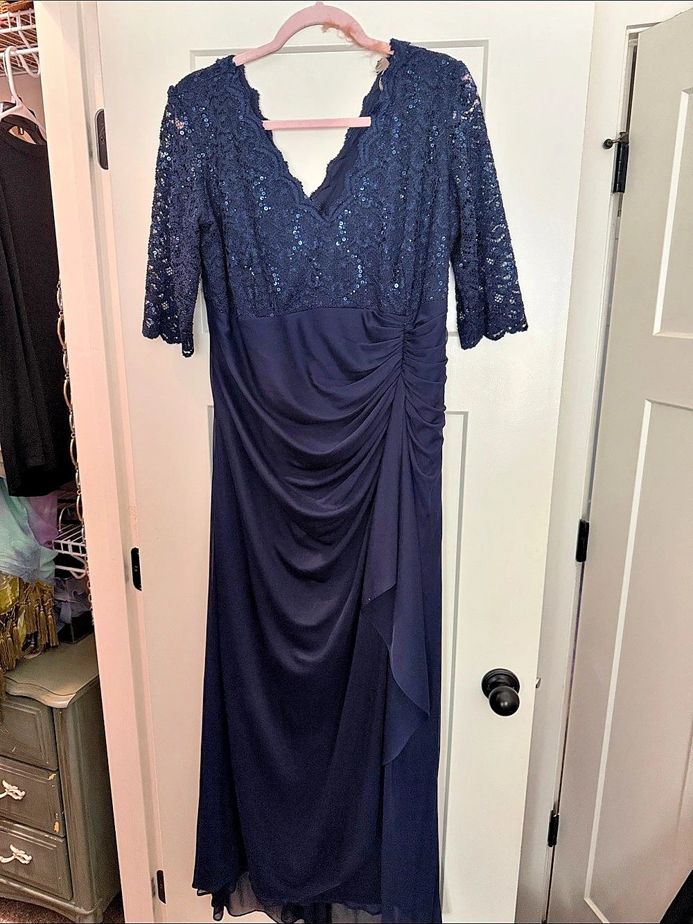 B&A by Betsy & Adam Sequin Lace Maxi Dress Size 20W Like New